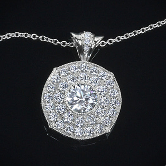 0.80 TCW Round Cut Diamond Charm Pendant For Women, White Gold Pendant, Wedding Pendant, Christmas Gifts