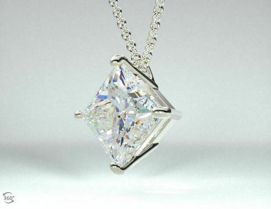 3 Carat Princess Cut Diamond Charm Pendant For Women, Wedding Pendant, Christmas Gifts, Anniversary Gifts