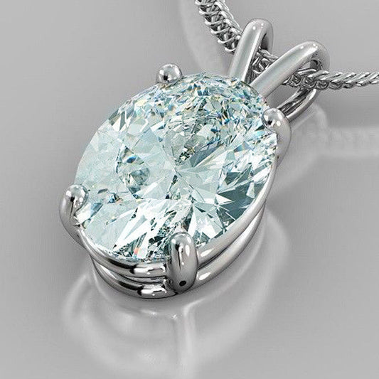 4 CT Oval Cut Diamond Charm Pendant For Women, Anniversary Gifts, Christmas Gifts, Anniversary Gifts, Wedding Pendant