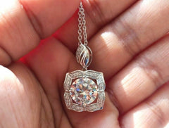2 CT Round Cut Diamond Charm Pendant For Women, Christmas Gifts, Anniversary Gifts