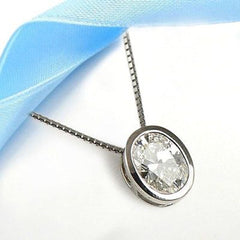 2 CT Oval Cut Diamond Charm Pendant For Women, Wedding Pendant, Christmas Gifts, Anniversary Gifts, Bezel Pendant