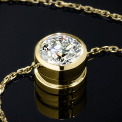 2 CT Round Cut Diamond Charm Pendant For Women, Wedding Pendant, Bezel Set Pendant