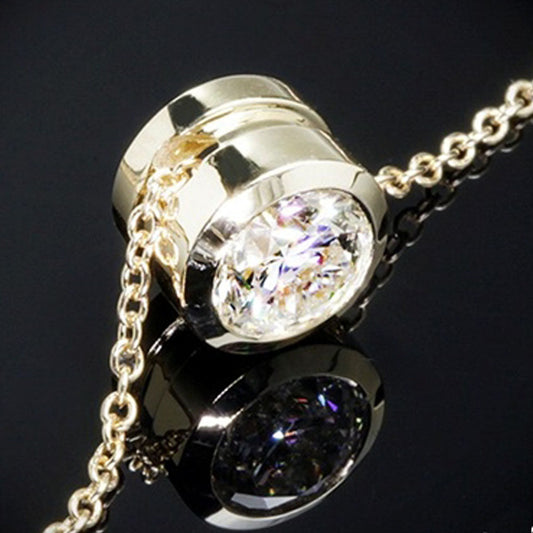 2 CT Round Cut Diamond Charm Pendant For Women, Wedding Pendant, Bezel Set Pendant