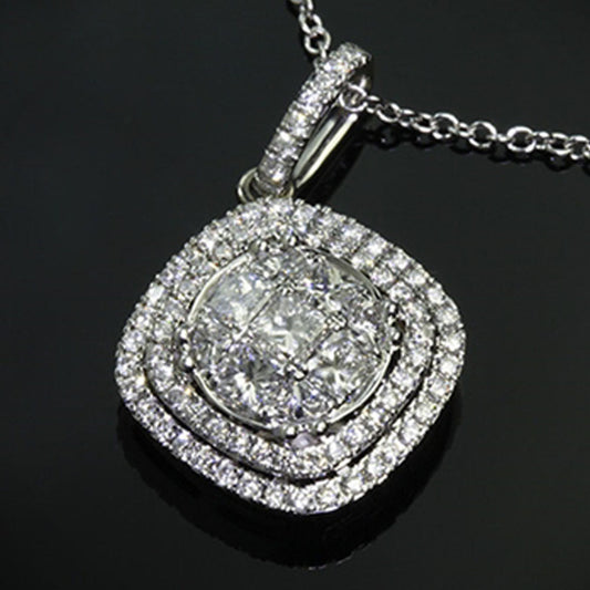 1 TCW Round Cut Diamond Charm Pendant For Women, Halo Pendant, Wedding Pendant, Christmas Gifts