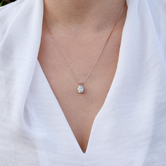 1.5 CT Oval Cut Diamond Charm Pendant For Women, Prong Pendant, Christmas Gifts, Anniversary Gifts