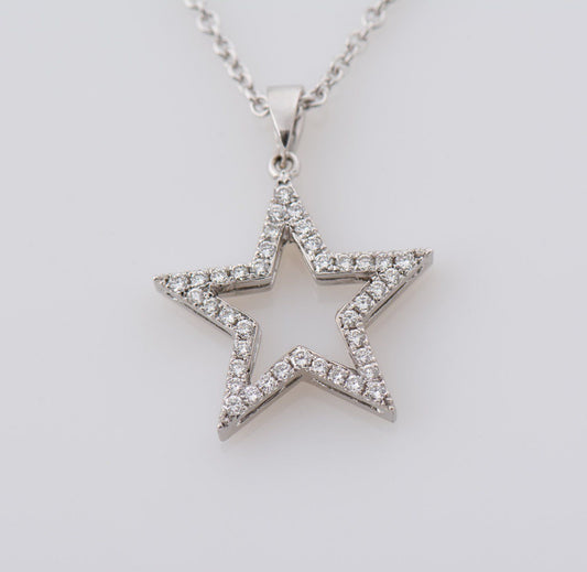 1.2 TCW Round Cut Diamond Charm Pendant For Women, Wedding Pendant, Christmas Gifts, Star Pendant