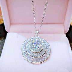 2 TCW Round Cut Diamond Halo Pendant For Women, Christmas Gifts, Anniversary Gifts