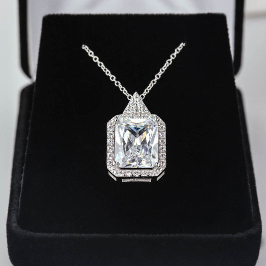 2 CT Radiant Cut Diamond Charm Pendant For Women, Halo Pendant, Christmas Gifts, Anniversary Gifts