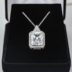 2 CT Radiant Cut Diamond Charm Pendant For Women, Halo Pendant, Anniversary Gifts, Christmas Gifts