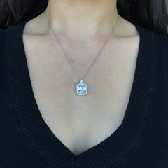 2 CT Radiant Cut Diamond Charm Pendant For Women, Halo Pendant, Anniversary Gifts, Christmas Gifts