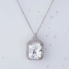 2 CT Radiant Cut Diamond Charm Pendant For Women, Halo Pendant, Anniversary Gifts, Christmas Gifts