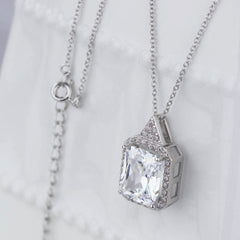 2 CT Radiant Cut Diamond Charm Pendant For Women, Halo Pendant, Anniversary Gifts, Christmas Gifts