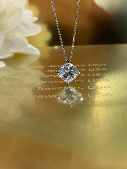 1 CT Cushion Cut Diamond Charm Pendant For Women, Wedding Pendant, Christmas Gifts, Anniversary Gifts