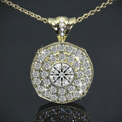 0.80 TCW Round Cut Diamond Charm Pendant For Women, Yellow Gold Pendant, Wedding Pendant, Christmas Gifts