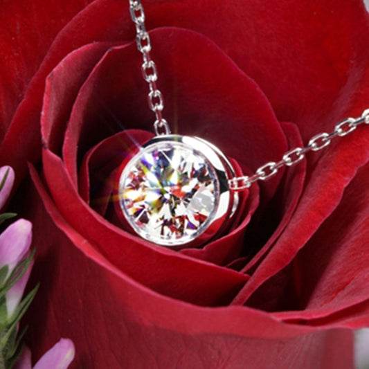 2 CT Round Cut Diamond Bezel Charm Pendant For Women, Wedding Pendant, Christmas Gifts