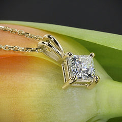 2 CT Princess Cut Diamond Charm Pendant For Women, Engagement Pendant, Christmas Gifts