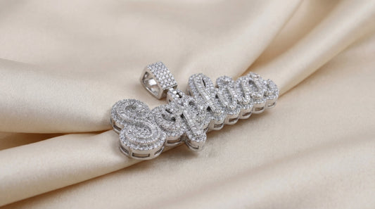 Three-Step Custom Letter Pendant – Baguette & Round Moissanite Diamonds by Alposh