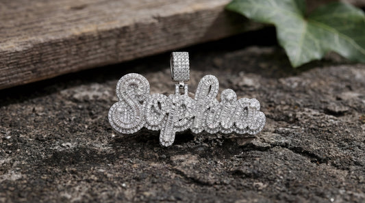 Three-Step Custom Letter Pendant – Baguette & Round Moissanite Diamonds by Alposh