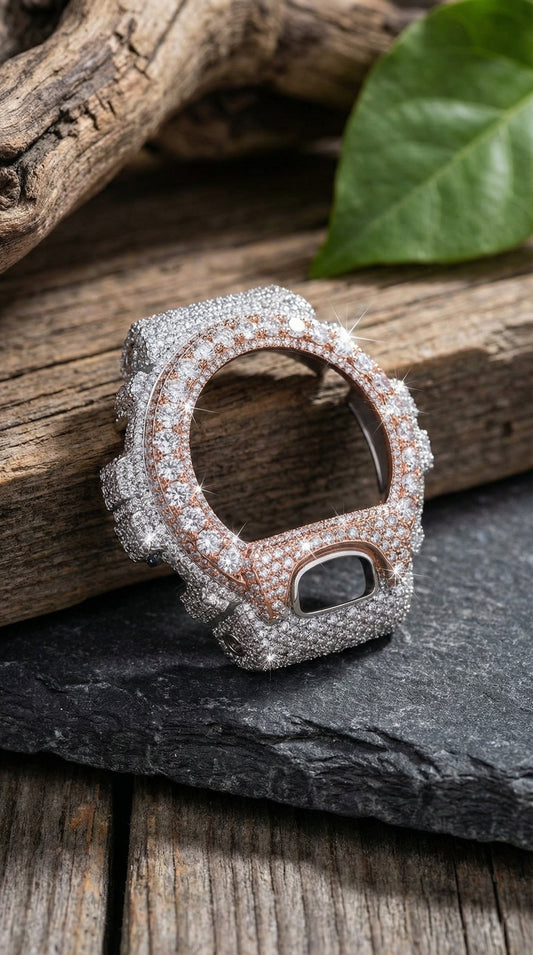 Luxury G-Shock Bezel with Genuine Natural Diamonds