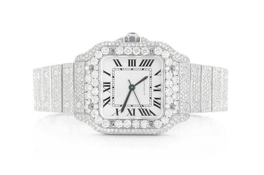 Cartier Watch mens stainless steel iced out automatic watch vvs moissanite diamond watch with gold plating