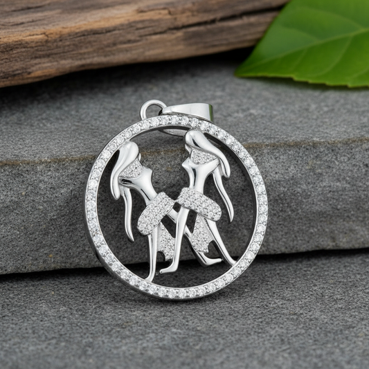 Gemini Medallion – Astrological Grace in VVS Moissanite