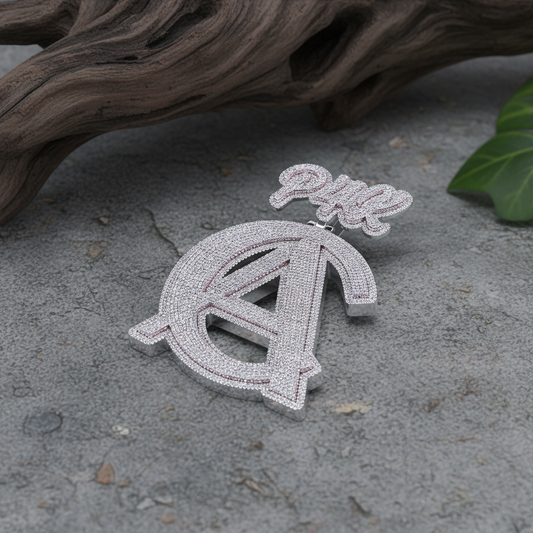 "Hip Hop Luxury Pendant – Moissanite Diamond “A One” Initial with Crown by Alposh"